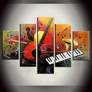 5 Piece Canvas Art Paintings, Violin Musical Instruction Painting, Abstract Canvas Painting, Electronic Organ Painting, Modern Paintings-artworkcanvas