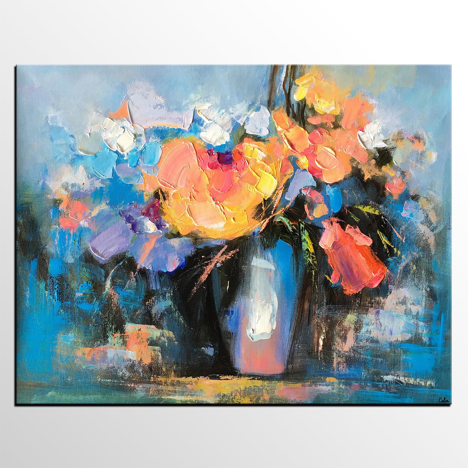 Flower Painting, Heavy Texture Art, Tree Painting, Bedroom Wall Art, Canvas Art, Wall Art, Abstract Artwork, Impasto Painting, 450-artworkcanvas