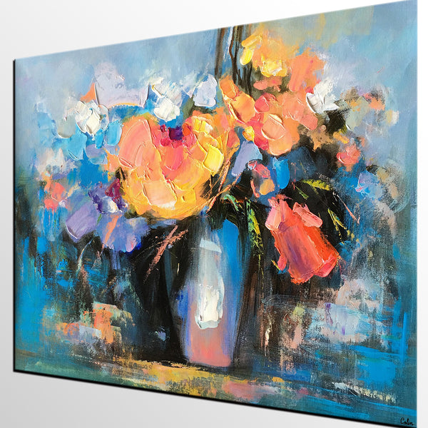 Flower Painting, Heavy Texture Art, Tree Painting, Bedroom Wall Art, Canvas Art, Wall Art, Abstract Artwork, Impasto Painting, 450-artworkcanvas