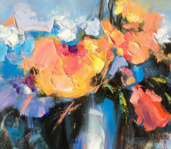 Flower Painting, Heavy Texture Art, Tree Painting, Bedroom Wall Art, Canvas Art, Wall Art, Abstract Artwork, Impasto Painting, 450-artworkcanvas