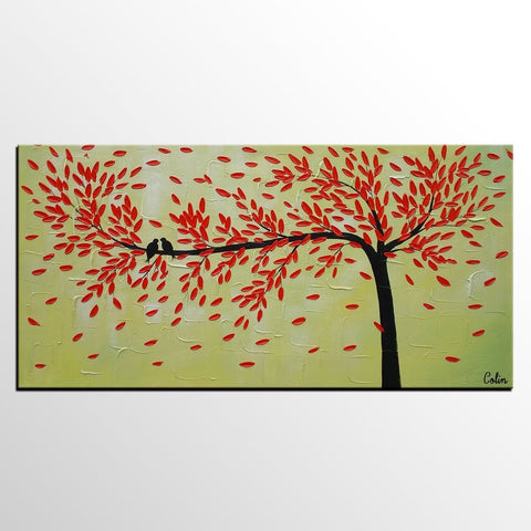 Abstract Art Painting, Love Birds Painting, Framed Artwork for Sale, Dining Room Wall Art, Canvas Art-artworkcanvas