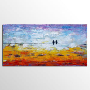 Modern Art, Contemporary Artwork, Love Birds Painting, Abstract Art Painting, Wedding Gift-artworkcanvas