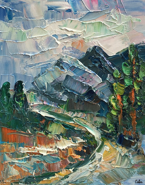 Canvas Painting, Small Oil Painting, Heavy Texture Oil Painting, Mountain Landscape Painting, 8X10 inch-artworkcanvas
