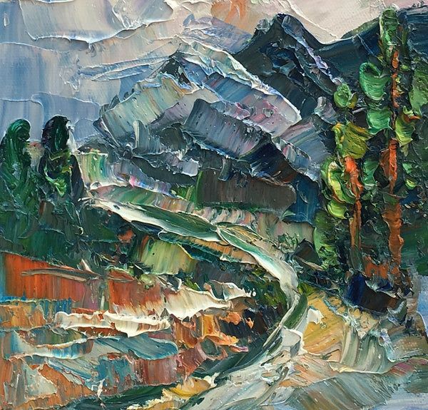 Canvas Painting, Small Oil Painting, Heavy Texture Oil Painting, Mountain Landscape Painting, 8X10 inch-artworkcanvas