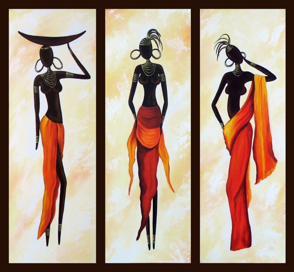 African Woman Painting, African Girl Painting, Abstract Figure Art, Dining Room Abstract Painting, Hand Painted Wall Art Paintings-artworkcanvas