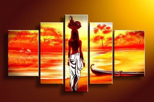 African Girl Painting, Sunset Painting, Extra Large Wall Art Paintings, African Woman Painting, African Acrylic Paintings, Buy Art Online-artworkcanvas
