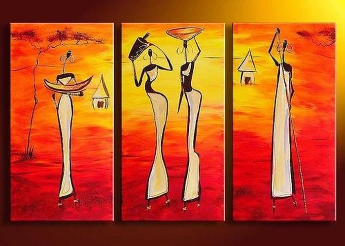 Bedroom Wall Art, African Woman Painting, African Girl Painting, Extra Large Art, 3 Piece Wall Art-artworkcanvas
