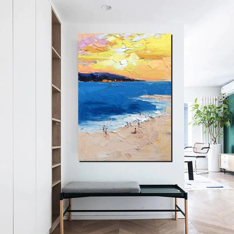 Large Wall Art Ideas for Bedroom, Landscape Canvas Painting, Heavy Texture Painting, Seashore Painting, Beach Painting, Large Paintings for Living Room-artworkcanvas