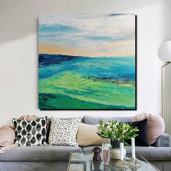 Landscape Acrylic Paintings, Abstract Landscape Painting, Modern Paintings for Living Room, Heavy Texture Painting, Large Painting Behind Sofa-artworkcanvas