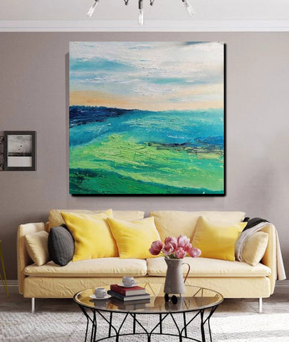 Landscape Acrylic Paintings, Abstract Landscape Painting, Modern Paintings for Living Room, Heavy Texture Painting, Large Painting Behind Sofa-artworkcanvas