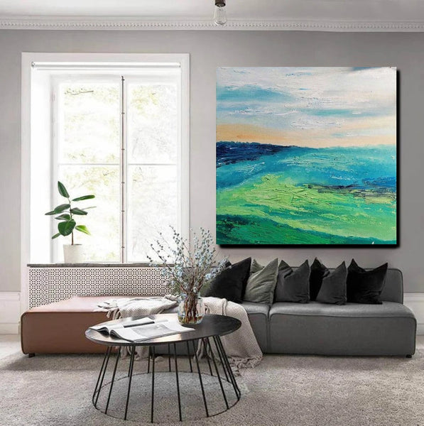 Landscape Acrylic Paintings, Abstract Landscape Painting, Modern Paintings for Living Room, Heavy Texture Painting, Large Painting Behind Sofa-artworkcanvas