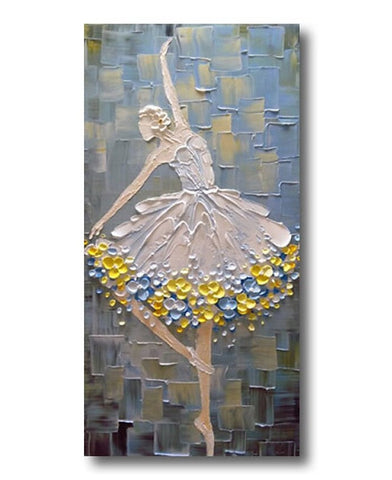 Heavy Texture Painting, Ballet Dancer Painting, Simple Acrylic Paintings, Palette Knife Painting, Acrylic Painting for Bedroom, Painting on Canvas-artworkcanvas