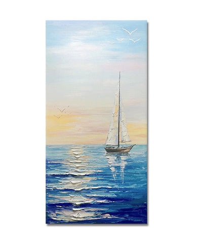 Sail Boat Seascape Painting, Heavy Texture Painting, Palette Knife Painting, Acrylic Painting on Canvas, Large Painting for Sale-artworkcanvas