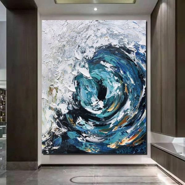 Big Wave Painting, Seascape Canvas Painting, Living Room Wall Art Painting, Landscape Canvas Paintings, Heavy Texture Canvas Art-artworkcanvas