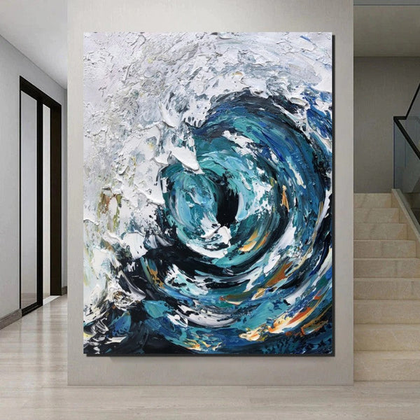 Big Wave Painting, Seascape Canvas Painting, Living Room Wall Art Painting, Landscape Canvas Paintings, Heavy Texture Canvas Art-artworkcanvas