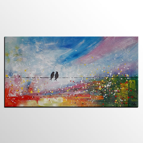 Original Artwork, Abstract Painting Love, Love Birds Painting, Canvas Painting-artworkcanvas