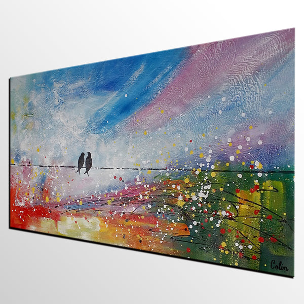 Original Artwork, Abstract Painting Love, Love Birds Painting, Canvas Painting-artworkcanvas