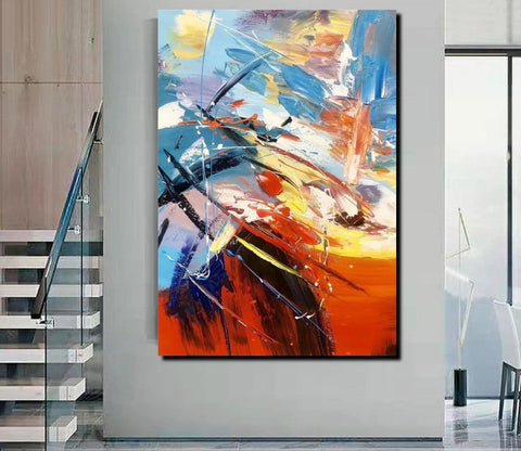Living Room Modern Paintings, Acrylic Canvas Paintings, Large Painting on Canvas, Modern Abstract Painting-artworkcanvas
