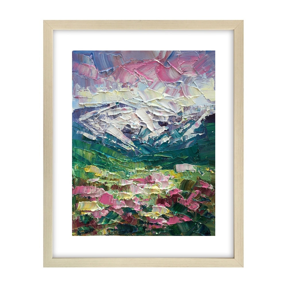 Mountain Flower Landscape Painting, Canvas Painting, Small Oil Painting, Heavy Texture Oil Painting, 8X10 inch-artworkcanvas