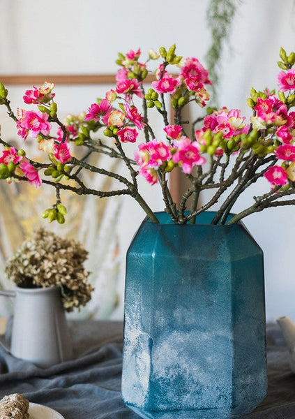 Creative Flower Arrangement Ideas for Home Decoration, Red Cherry Blossom, Sakura Flowers, Unique Artificial Flowers, Simple Artificial Floral for Dining Room-artworkcanvas