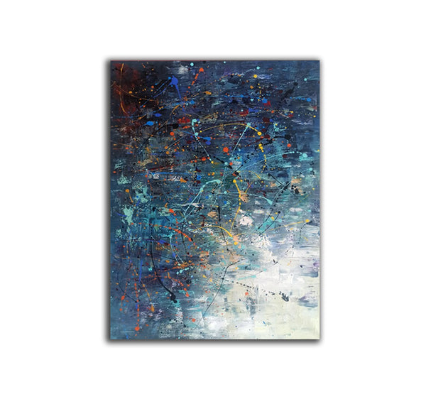 Extra Large Paintings for Living Room, Hand Painted Wall Art Paintings, Blue Abstract Acrylic Painting, Modern Abstract Art for Dining Room-artworkcanvas