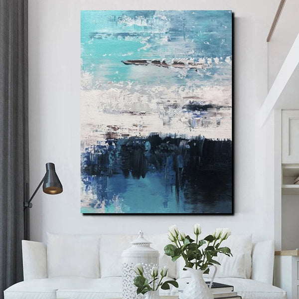 Blue Abstract Paintings, Acrylic Paintings for Bedroom, Contemporary Canvas Wall Art, Buy Large Paintings Online-artworkcanvas