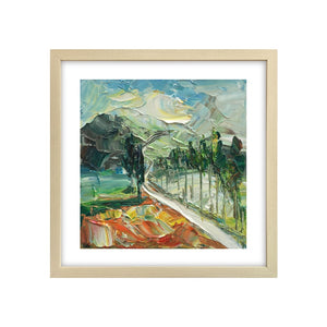 Tree and Path Painting, Abstract Landscape Painting, Small Oil Painting, Heavy Texture Oil Painting, 12X12 inch-artworkcanvas