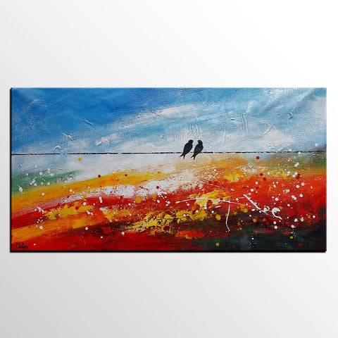 Modern Canvas Painting, Simple Abstract Art, Love Birds Painting, Simple Canvas Painting, Bedroom Wall Art Paintings C-artworkcanvas