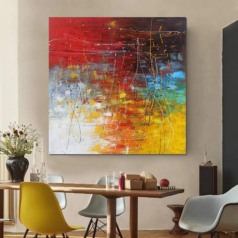 Contemporary Art Painting, Modern Paintings, Bedroom Acrylic Painting, Living Room Wall Painting, Large Red Canvas Painting, Simple Painting Ideas-artworkcanvas