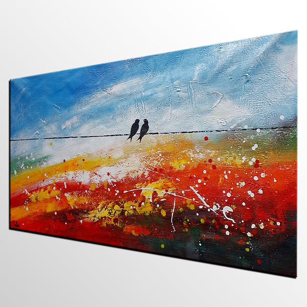 Modern Canvas Painting, Simple Abstract Art, Love Birds Painting, Simple Canvas Painting, Bedroom Wall Art Paintings C-artworkcanvas