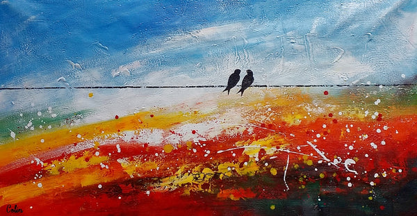 Modern Canvas Painting, Simple Abstract Art, Love Birds Painting, Simple Canvas Painting, Bedroom Wall Art Paintings C-artworkcanvas