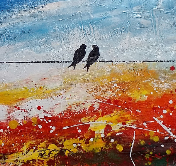 Modern Canvas Painting, Simple Abstract Art, Love Birds Painting, Simple Canvas Painting, Bedroom Wall Art Paintings C-artworkcanvas