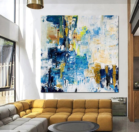 Acrylic Paintings for Bedroom, Large Paintings for Sale, Blue Abstract Acrylic Paintings, Living Room Wall Painting, Contemporary Modern Art, Simple Canvas Painting-artworkcanvas