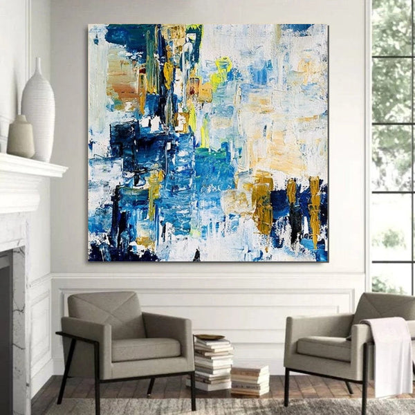 Acrylic Paintings for Bedroom, Large Paintings for Sale, Blue Abstract Acrylic Paintings, Living Room Wall Painting, Contemporary Modern Art, Simple Canvas Painting-artworkcanvas