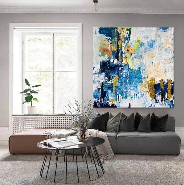 Acrylic Paintings for Bedroom, Large Paintings for Sale, Blue Abstract Acrylic Paintings, Living Room Wall Painting, Contemporary Modern Art, Simple Canvas Painting-artworkcanvas