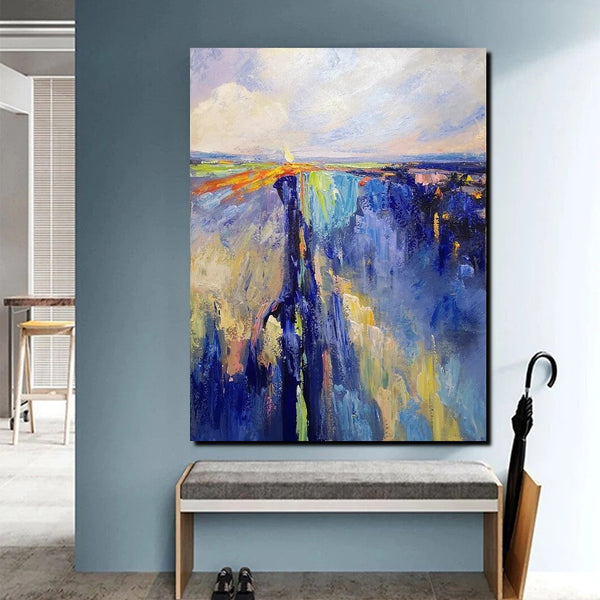 Acrylic Paintings on Canvas, Large Paintings Behind Sofa, Acrylic Painting for Bedroom, Blue Modern Paintings, Buy Paintings Online-artworkcanvas
