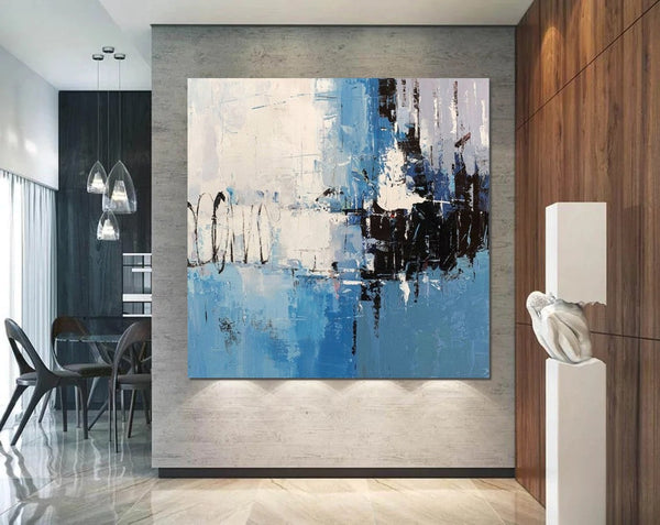 Simple Abstract Painting for Living Room, Modern Paintings for Dining Room, Blue Contemporary Modern Art Paintings, Hand Painted Art, Bedroom Wall Art Ideas-artworkcanvas