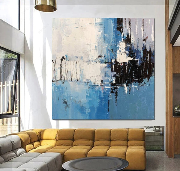 Simple Abstract Painting for Living Room, Modern Paintings for Dining Room, Blue Contemporary Modern Art Paintings, Hand Painted Art, Bedroom Wall Art Ideas-artworkcanvas