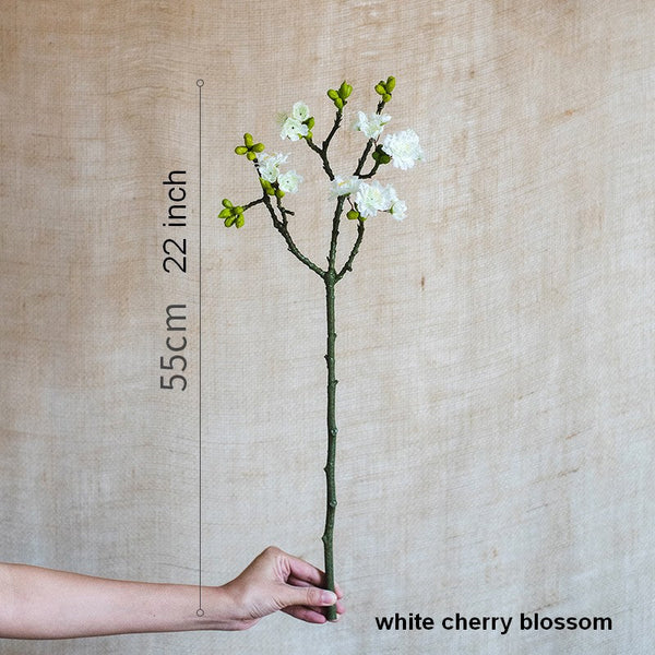 Flower Arrangement Ideas for Living Room, White Cherry Blossom, Sakura Flowers, Unique Artificial Flowers for Home Decoration, Simple Artificial Floral for Bedroom-artworkcanvas