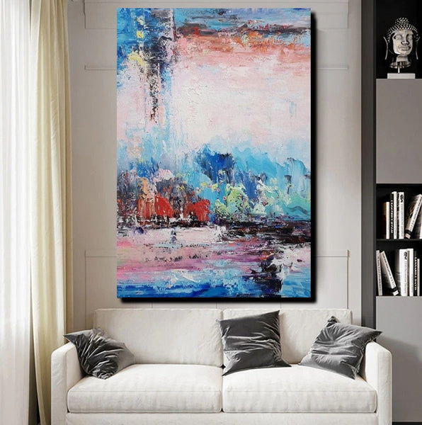 Modern Paintings Behind Sofa, Abstract Paintings for Living Room, Palette Knife Canvas Art, Impasto Wall Art, Buy Paintings Online-artworkcanvas
