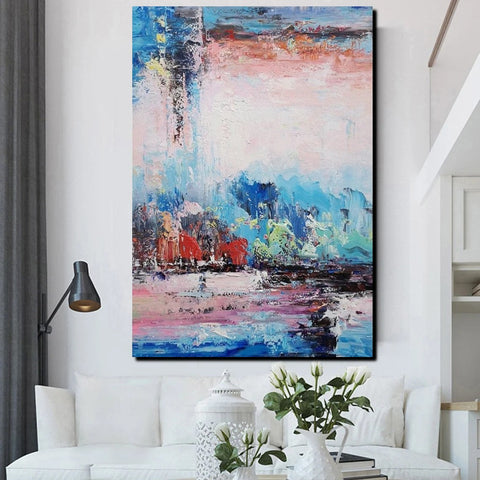 Modern Paintings Behind Sofa, Abstract Paintings for Living Room, Palette Knife Canvas Art, Impasto Wall Art, Buy Paintings Online-artworkcanvas