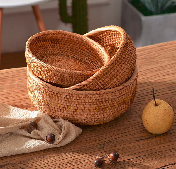 Round Stoarge Basket, Storage Basket for Food, Small Storage Baskets, Woven Storage Baskets, Rattan Storage Baskets, Kitchen Storage Baskets-artworkcanvas