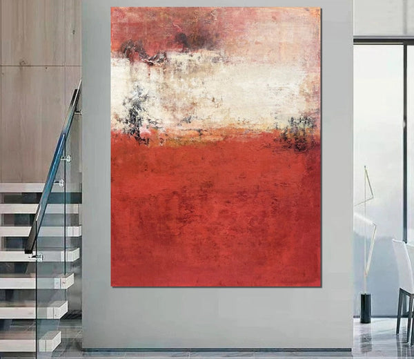 Canvas Painting for Living Room, Huge Contemporary Abstract Artwork, Red Abstract Painting Ideas for Interior Design, Modern Wall Art Painting-artworkcanvas