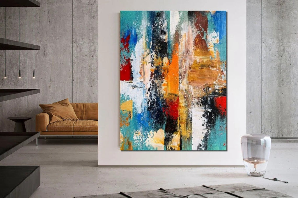 Palette Knife Abstract Oil Painting Colorful Canvas Art Textured Wall Art  Abstract Wall Decor Painting