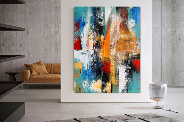 Colorful Abstract Acrylic Paintings for Living Room, Heavy Texture Canvas Art, Modern Contemporary Artwork, Buy Paintings Online-artworkcanvas