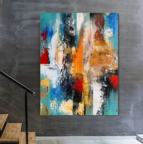 Colorful Abstract Acrylic Paintings for Living Room, Heavy Texture Canvas Art, Modern Contemporary Artwork, Buy Paintings Online-artworkcanvas