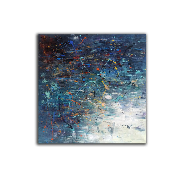 Modern Abstract Wall Art, Large Painting for Sale, Easy Painting Ideas for Living Room, Blue Acrylic Painting on Canvas, Huge Canvas Paintings-artworkcanvas